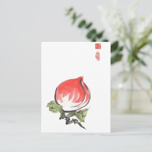 Penseel roze penseel briefkaart (Staand voorkant)