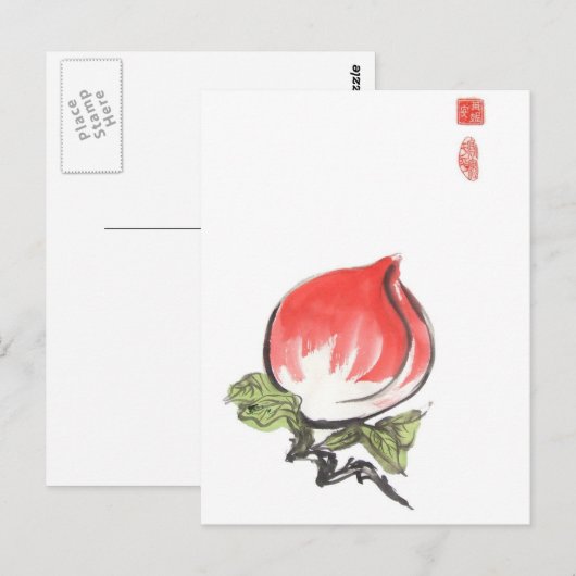 Penseel roze penseel briefkaart (Voorkant / Achterkant)