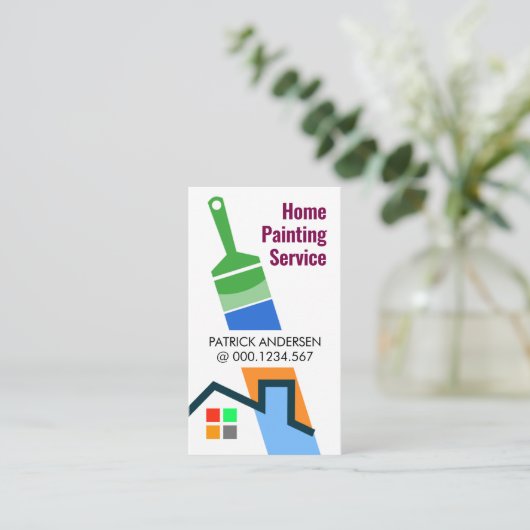 Penseel schilderen Home Painter Visitekaartje (Staand voorkant)