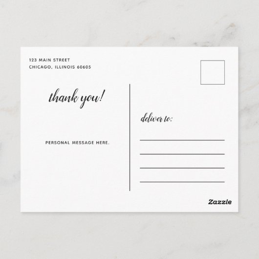 Penseel Script Bedankt Briefkaart / Wit (Achterkant)