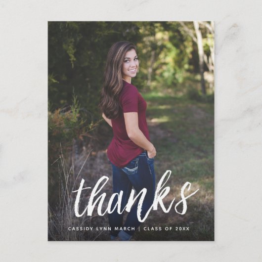 Penseel Script Bedankt Briefkaart / Wit (Voorkant)