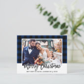 Penseel Script Blue Pset Weddenschap met kerstmis Briefkaart (Staand voorkant)