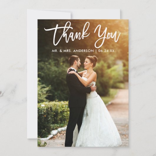 Penseel-Script-bride-bruideweddenfoto Bedankkaart (Voorkant)