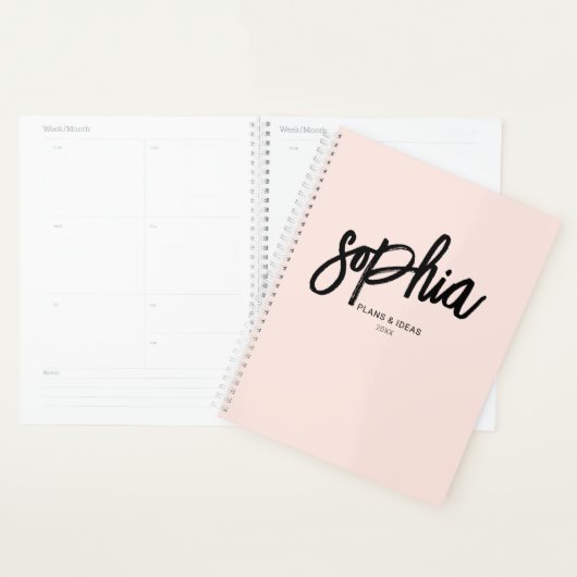 Penseel Script Calligraphy Girly Blush Pink Planne Planner (Display)
