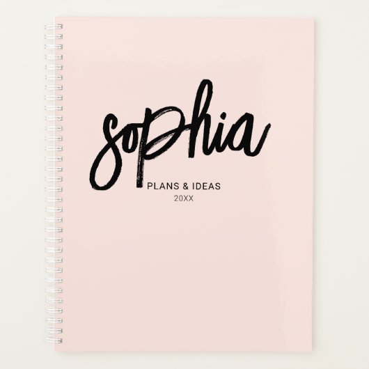 Penseel Script Calligraphy Girly Blush Pink Planne Planner (Voorkant)
