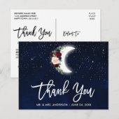 Penseel Script Celestial Wedding Floral Moon Bedan Briefkaart (Voorkant / Achterkant)