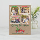 Penseel Script Craft Tape-kerstboomwagen Feestdagenkaart (Staand voorkant)