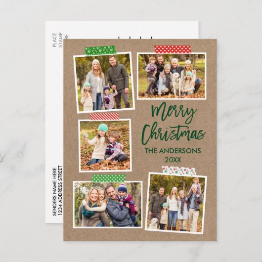 Penseel Script Craft Tape Merry-kerstkraft Briefkaart (Voorkant / Achterkant)