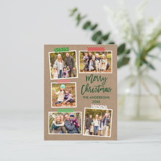 Penseel Script Craft Tape Merry-kerstkraft Briefkaart (Staand voorkant)