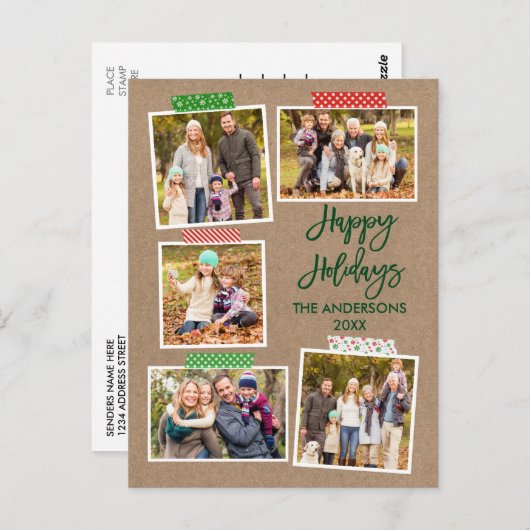 Penseel Script Craft Tape Merry-kerstkraft Briefkaart (Voorkant / Achterkant)