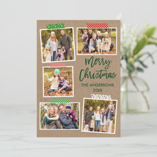 Penseel Script Craft Tape Merry-kerstkraft Feestdagenkaart (Staand voorkant)