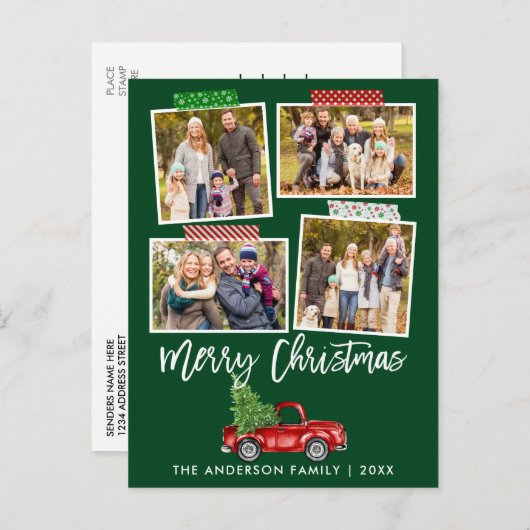 Penseel Script Craft Tape met kerstrood handje Briefkaart (Voorkant / Achterkant)