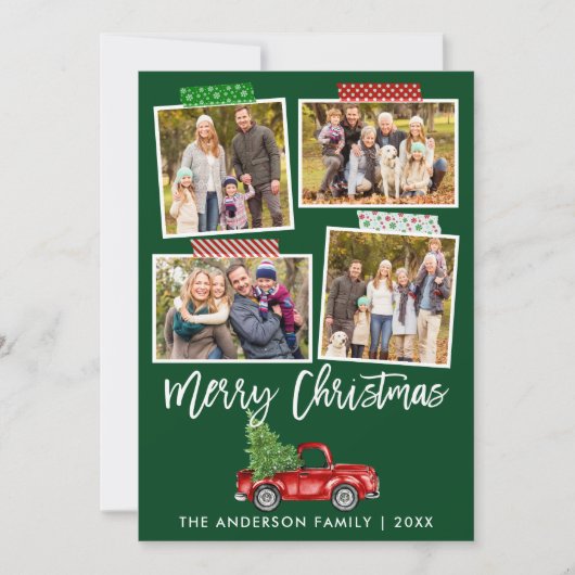 Penseel Script Craft Tape met kerstrood handje Feestdagenkaart (Voorkant)