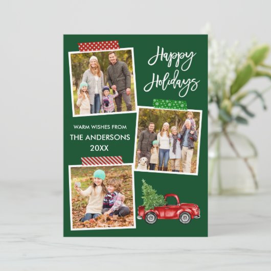 Penseel Script Craft Tape  Red Truck Feestdagenkaart (Staand voorkant)