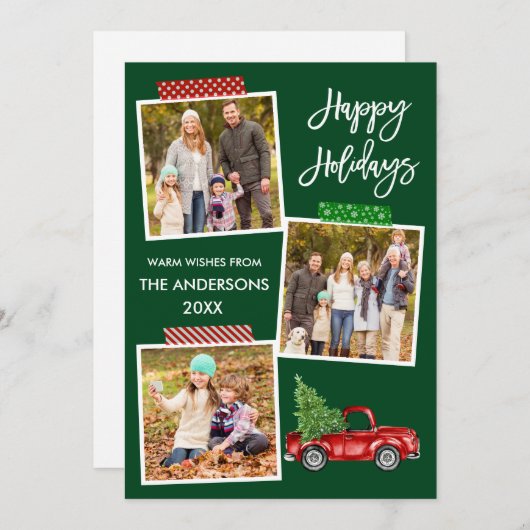 Penseel Script Craft Tape  Red Truck Feestdagenkaart (Voorkant / Achterkant)