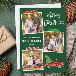 Penseel Script Craft Tape Red Truck Kerstmis Feestdagenkaart