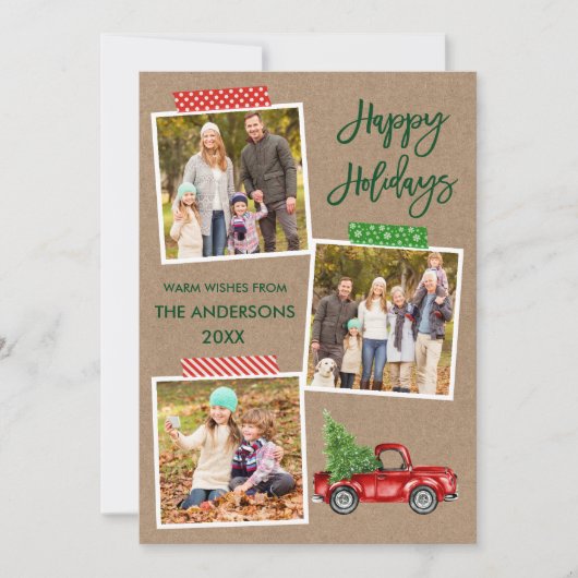 Penseel Script Craft Tape  Red Truck Kraft Feestdagenkaart (Voorkant)