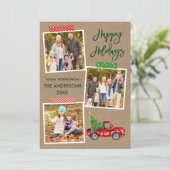 Penseel Script Craft Tape  Red Truck Kraft Feestdagenkaart (Staand voorkant)