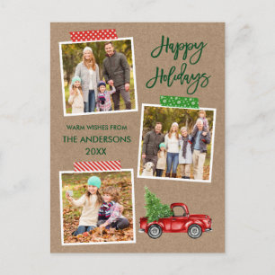 Penseel Script Craft Tape Red Truck Kraft Holiday Briefkaart