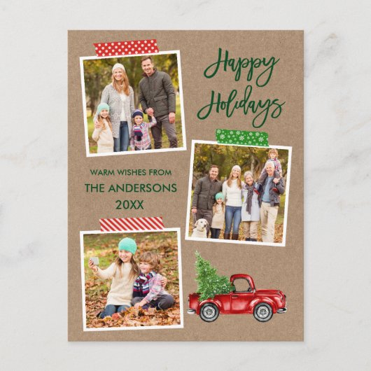 Penseel Script Craft Tape Red Truck Kraft Holiday Briefkaart (Voorkant)