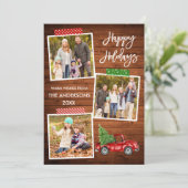 Penseel Script Craft Tape Wood  Red Truck Feestdagenkaart (Staand voorkant)