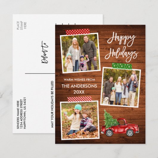 Penseel Script Craft Tape Wood  Truck Holiday Briefkaart (Voorkant / Achterkant)