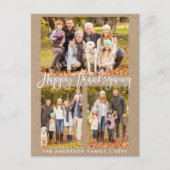 Penseel Script Family 3 Foto Kraft Thanksgiving Briefkaart (Voorkant)