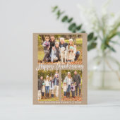 Penseel Script Family 3 Foto Kraft Thanksgiving Briefkaart (Staand voorkant)
