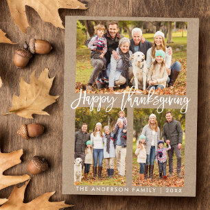 Penseel Script Family 3 Foto Kraft Thanksgiving Briefkaart