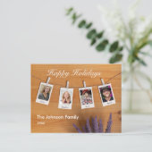 Penseel Script Family 4 Foto Prettige feestdagen H Briefkaart (Staand voorkant)