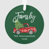 Penseel Script Family  Red Truck Green Ornament (achterkant)