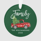 Penseel Script Family  Red Truck Green Ornament (voorkant)