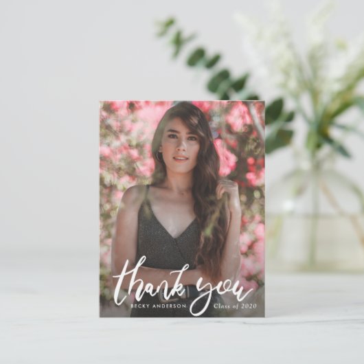Penseel script foto overlay afstuderen dank u briefkaart (Staand voorkant)