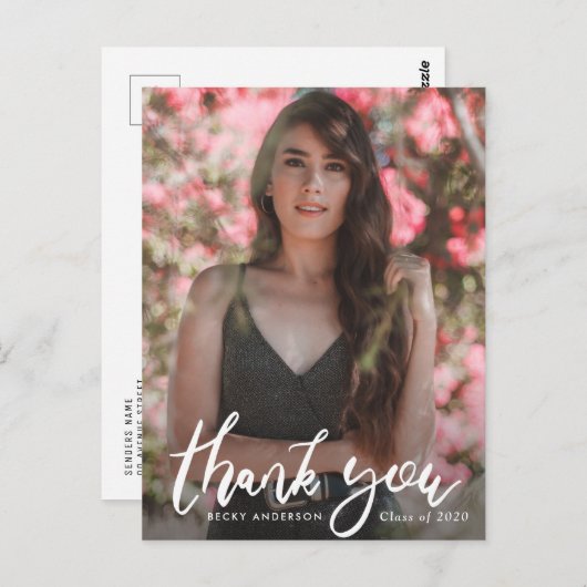 Penseel script foto overlay afstuderen dank u briefkaart (Voorkant / Achterkant)