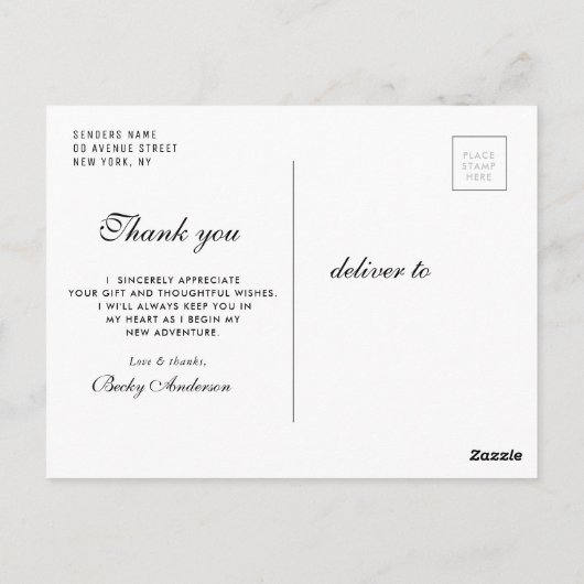 Penseel script foto overlay afstuderen dank u briefkaart (Achterkant)