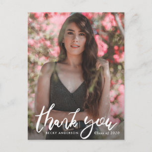 Penseel script foto overlay afstuderen dank u briefkaart