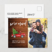 Penseel Script Foto Rustiek Adres wijzigen Rode Vr Briefkaart (Voorkant / Achterkant)