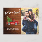 Penseel Script Foto Rustiek Adres wijzigen Rode Vr Briefkaart (Voorkant)