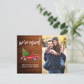 Penseel Script Foto Rustiek Adres wijzigen Rode Vr Briefkaart (Staand voorkant)