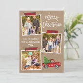 Penseel script geplakt tapecartrift Red Truck Kraf Feestdagenkaart (Staand voorkant)