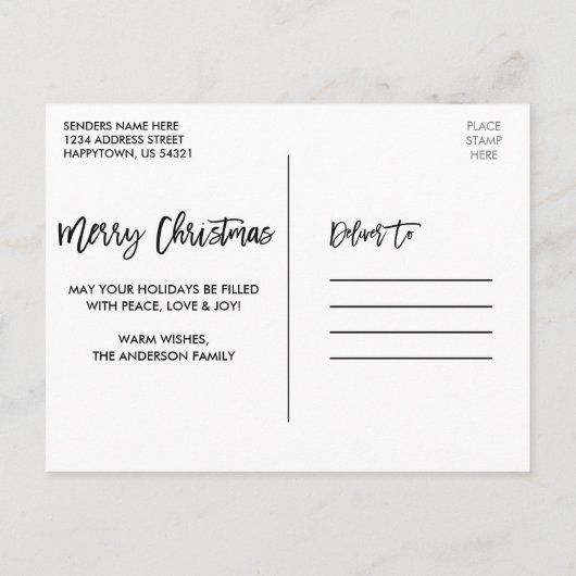 Penseel script geplakt tapehout kerstmis briefkaart (Achterkant)