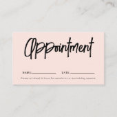 Penseel Script Girly Blush Pink Appointment Card Afsprakenkaartje (Voorkant)