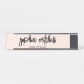 Penseel Script Girly Blush Pink Bureau Naambordje (Voorkant)