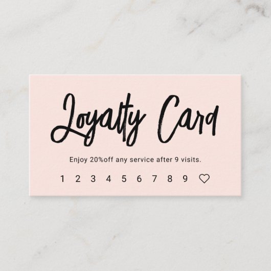 Penseel Script Girly Blush Pink Loyalty Kaart (Voorkant)