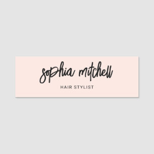 Penseel Script Girly Blush Pink Name Tag