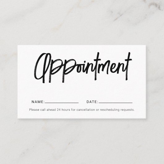 Penseel Script Girly White Afsprakenkaartje (Voorkant)