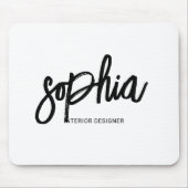 Penseel Script Girly White Muismat (Voorkant)