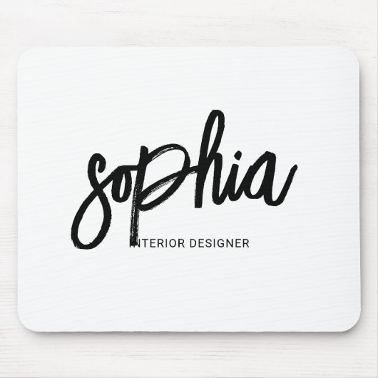 Penseel Script Girly White Muismat (Voorkant)