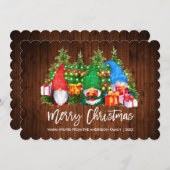 Penseel Script Gnomes Wood kerstlampjes Feestdagenkaart (Voorkant / Achterkant)