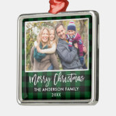 Penseel Script Green Pset Family Merry Kerstmis Metalen Ornament (Links)